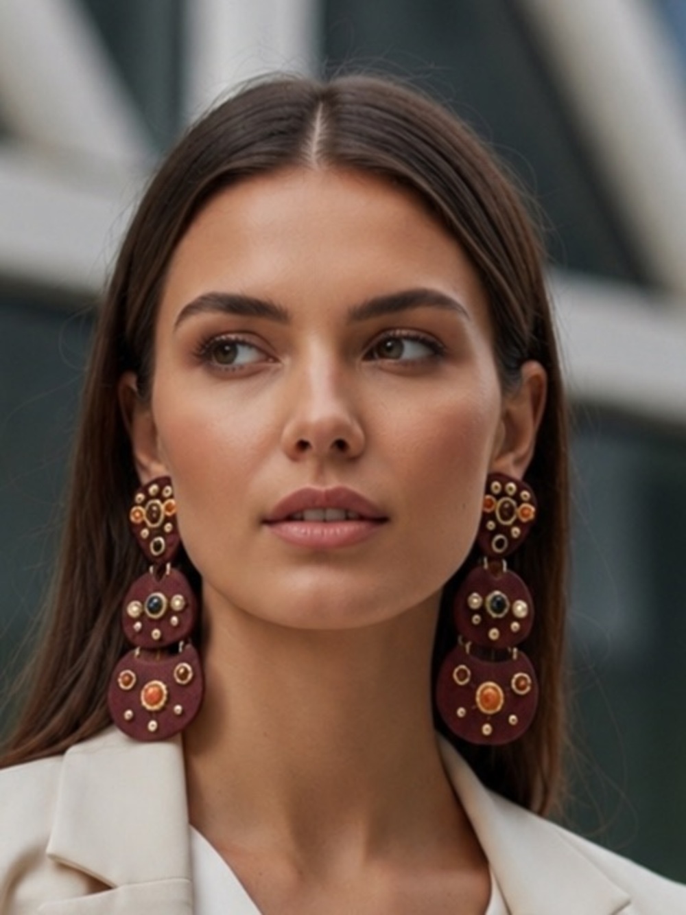 TUCKERNUCK Chocolate Gemstone Knox Statement Drop Earrings Brown NWT